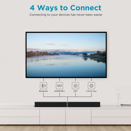 MZEIBO Sound Bar, 60W Smart TV Sound Bar with Detachable Design, Bluetooth 5.0, Soundbars with ARC/Optical/AUX Connection - Idea for Home Audio Entertainment