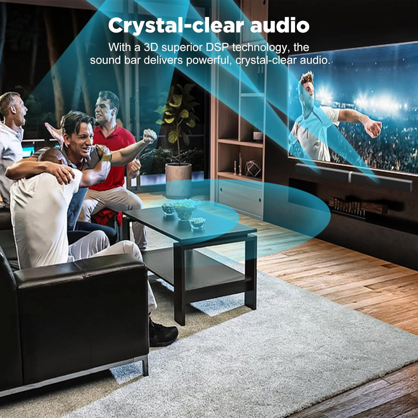 MZEIBO Sound Bar, 60W Smart TV Sound Bar with Detachable Design, Bluetooth 5.0, Soundbars with ARC/Optical/AUX Connection - Idea for Home Audio Entertainment