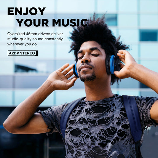 E7 Active Noise Cancelling Headphones, Wireless Over Ear Bluetooth Headphones, 20H Playtime, Rich Deep Bass, Comfortable Memory Foam Ear Cups for Travel, Home Office - Black