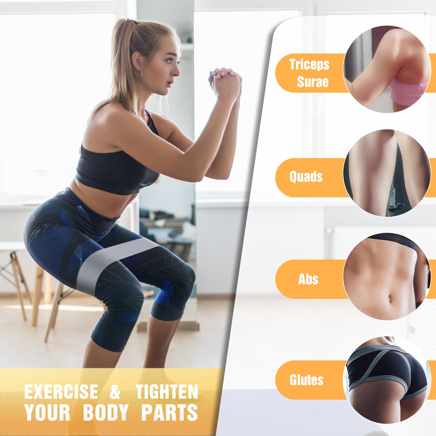 Exercise Workout Bands Resistance Bands with 3 Resistance Levels 3 Colors, Non-Slip Women Fitness Band for Squat Glute Hip Training