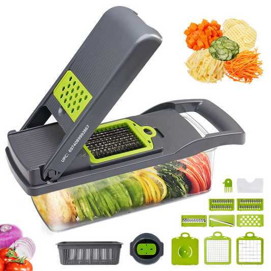 Rostlaw Vegetable Chopper, Slicer, Cutter and Grater 7 in 1 Vegetable Potato and Onion Dicer with Container