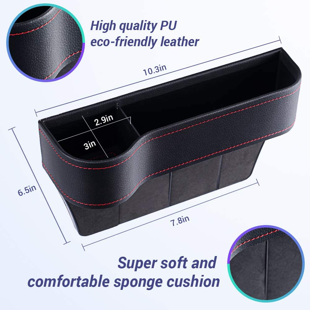Car Seat Gap Filler Organizer Storage Box Front Seat Console Side Pocket with Cup Holder