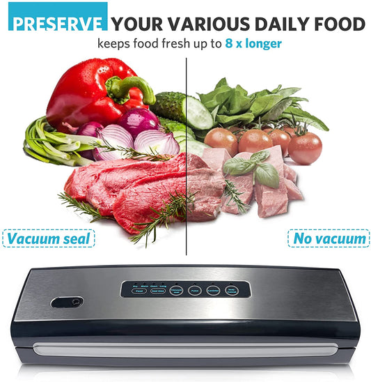 Vacuum Sealer Machine Built-in Air Sealing System, Dry & Moist Food Modes, Led Indicator Lights, Easy to Clean, Compact Design
