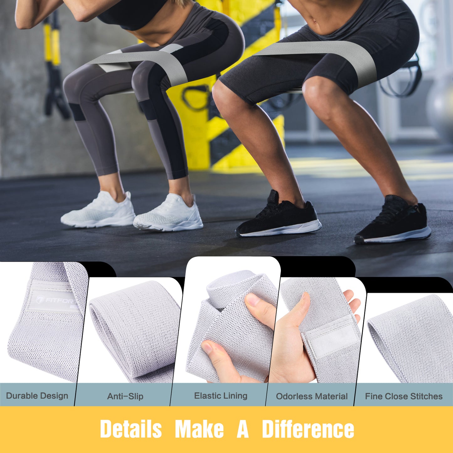Exercise Workout Bands Resistance Bands with 3 Resistance Levels 3 Colors, Non-Slip Women Fitness Band for Squat Glute Hip Training