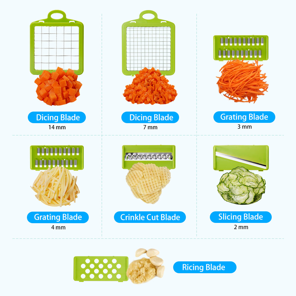 Rostlaw Vegetable Chopper, Slicer, Cutter and Grater 7 in 1 Vegetable Potato and Onion Dicer with Container