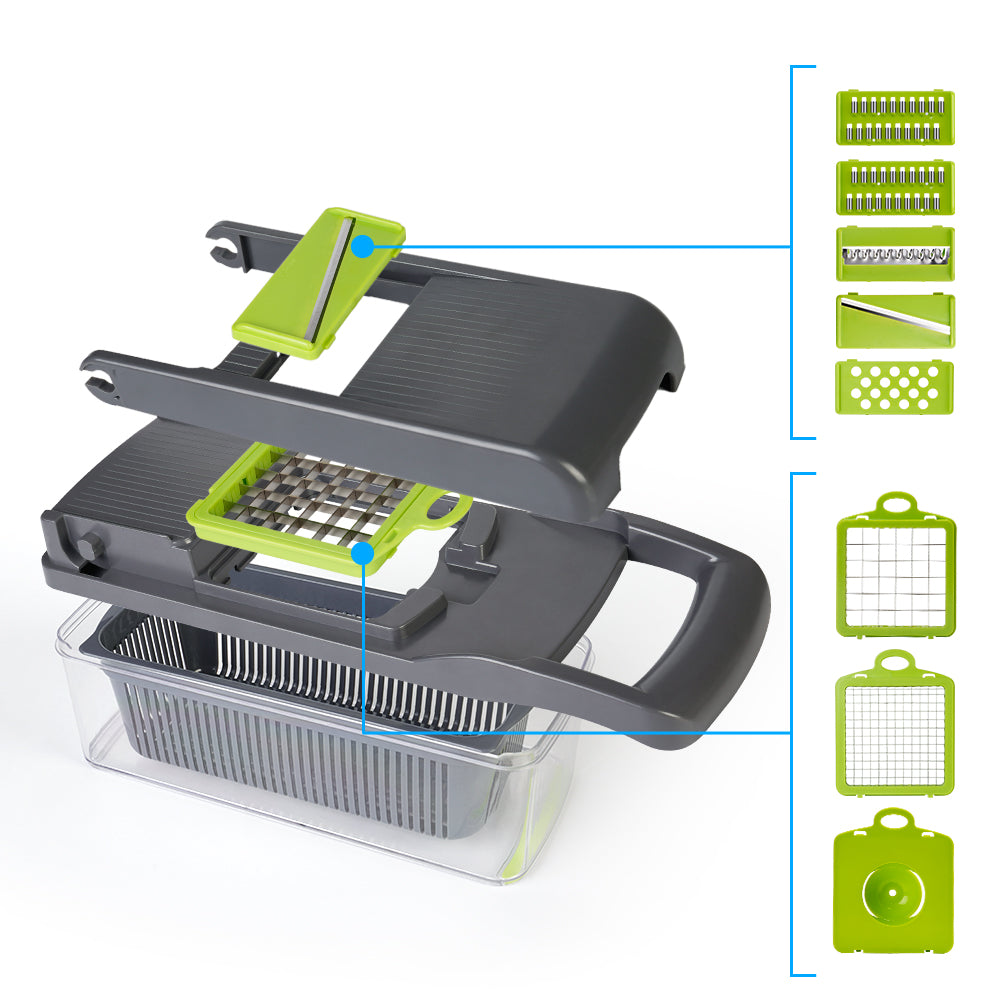 Rostlaw Vegetable Chopper, Slicer, Cutter and Grater 7 in 1 Vegetable Potato and Onion Dicer with Container