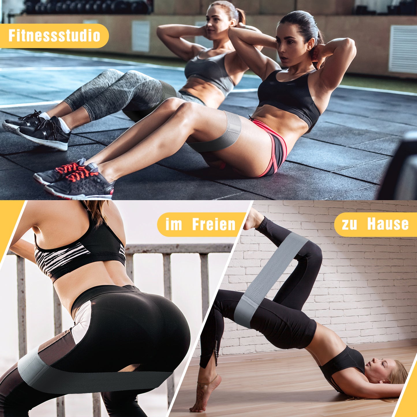 Exercise Workout Bands Resistance Bands with 3 Resistance Levels 3 Colors, Non-Slip Women Fitness Band for Squat Glute Hip Training