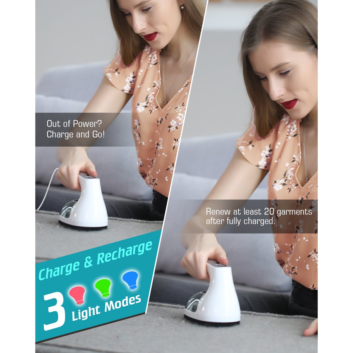 Fabric Shaver Lint Remover - Fabric Defuzzer Electric Lint Fuzz Pills Remover with Quandruple Protection & 2 Replaceable 6-Leaf Blades, Trimmer Effectively Faster by 50%