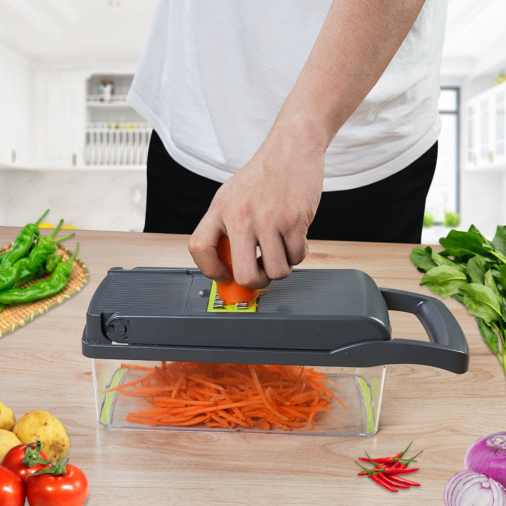 Rostlaw Vegetable Chopper, Slicer, Cutter and Grater 7 in 1 Vegetable Potato and Onion Dicer with Container