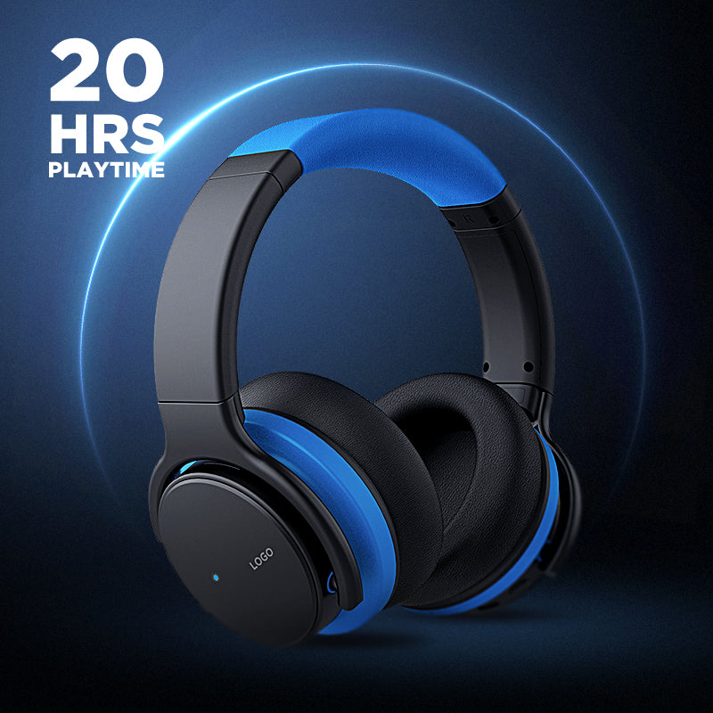 E7 Active Noise Cancelling Headphones, Wireless Over Ear Bluetooth Headphones, 20H Playtime, Rich Deep Bass, Comfortable Memory Foam Ear Cups for Travel, Home Office - Black