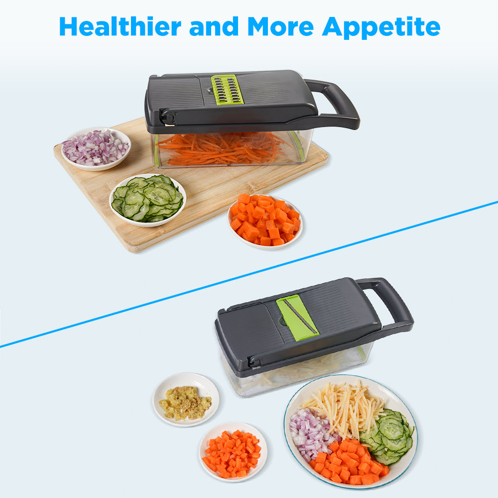 Rostlaw Vegetable Chopper, Slicer, Cutter and Grater 7 in 1 Vegetable Potato and Onion Dicer with Container