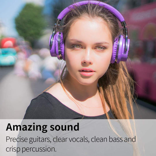 Active Noise Cancelling Bluetooth Wireless Headphones - E7 ANC Purple