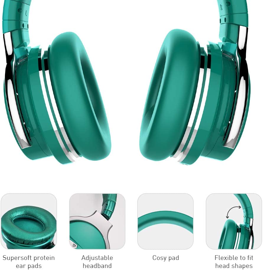Active Noise Cancelling Bluetooth Wireless Headphones - E7 ANC Green